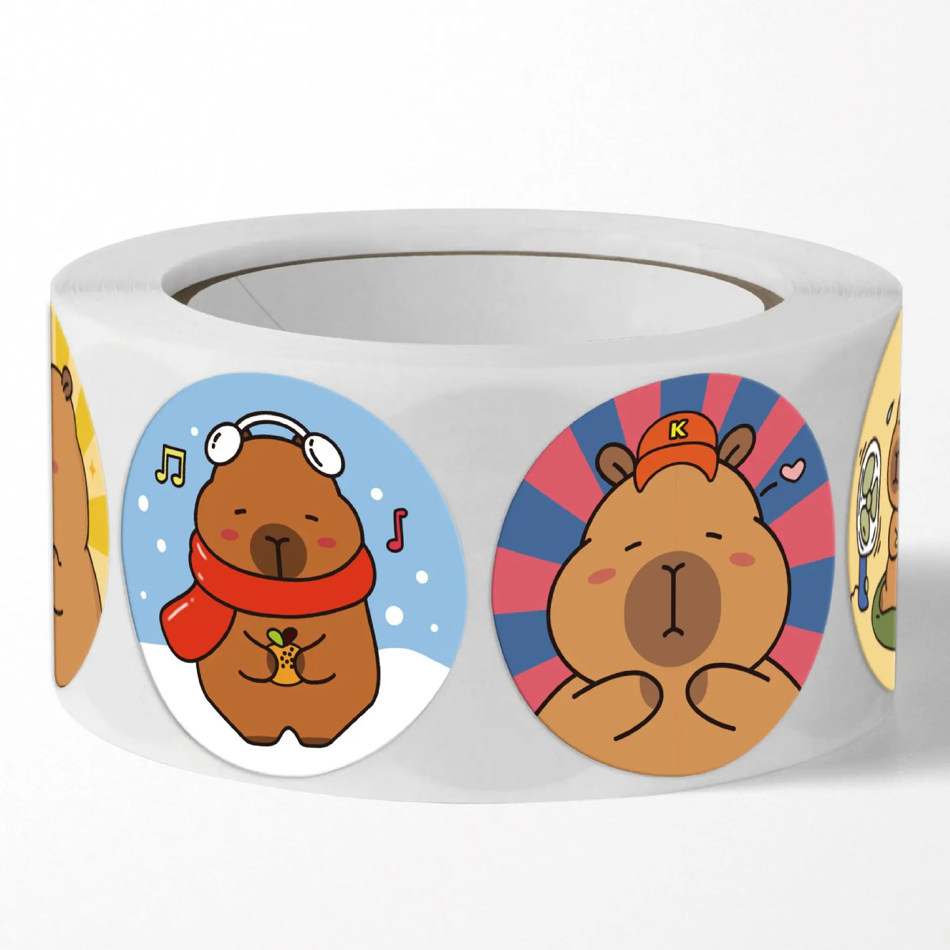 500Pcs Capybara Stickers Roll 1'' Cute Animal Stickers for Kids Stickers,Teacher Reward Supplies Colorful Stickers for Classroom