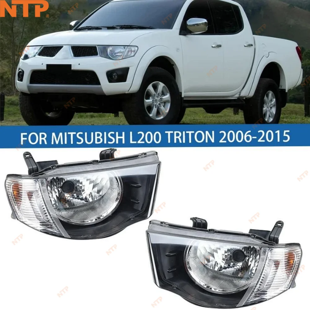 

For Mitsubishi Triton L200 2006-2015 Headlamp Total Set Pair Front Head Lights DRL Turn Signal Plug-and-Play Replacement