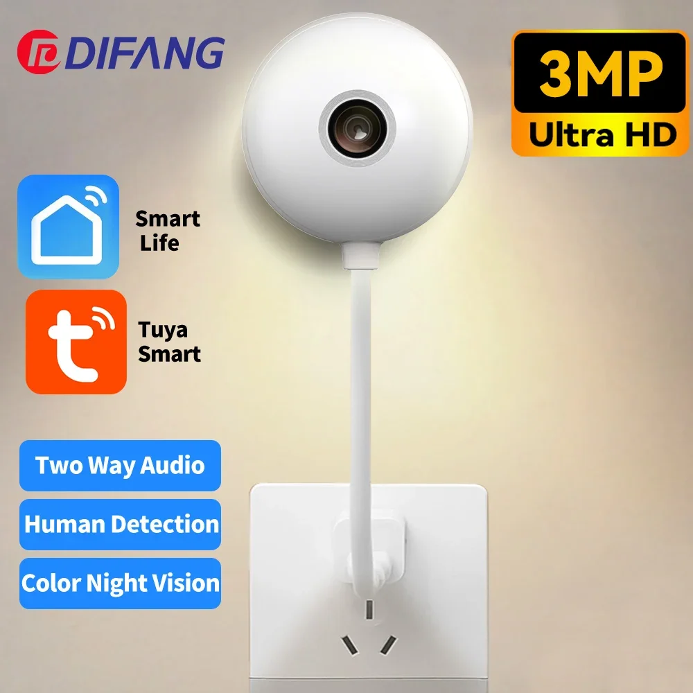 Tuya WiFi Camera USB Light Bulb Security Cam Two-Way Audio Color Night View Smart Home Surveillance Mini Baby Monitor SmartLife