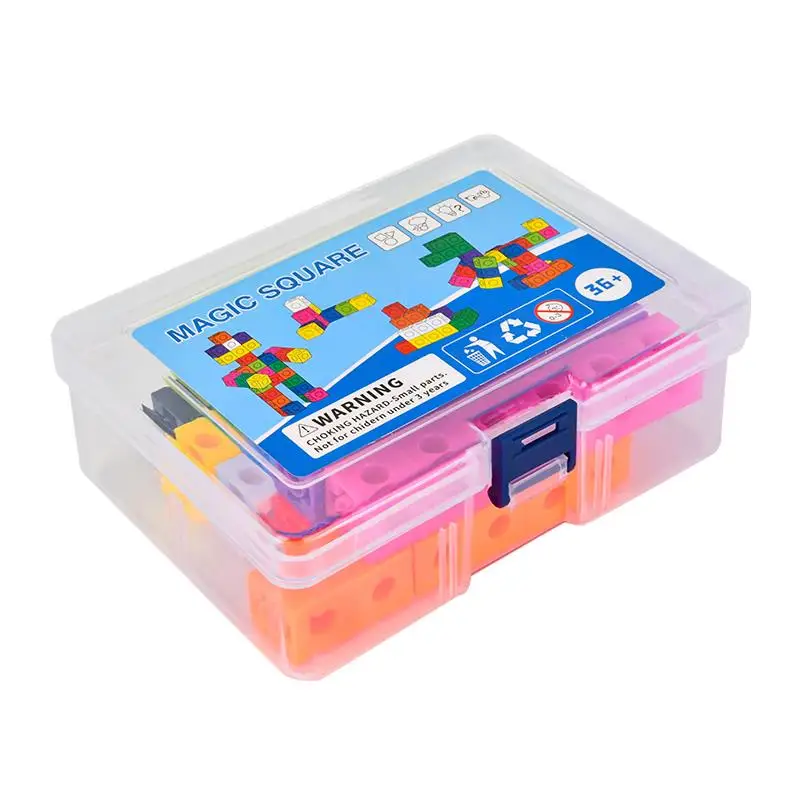 Block Toy Montessori Rainbow Math Link Cubes Educational Boxed Color Ribbon Graphic Card Mathematical Counting Stacked Cube Toys