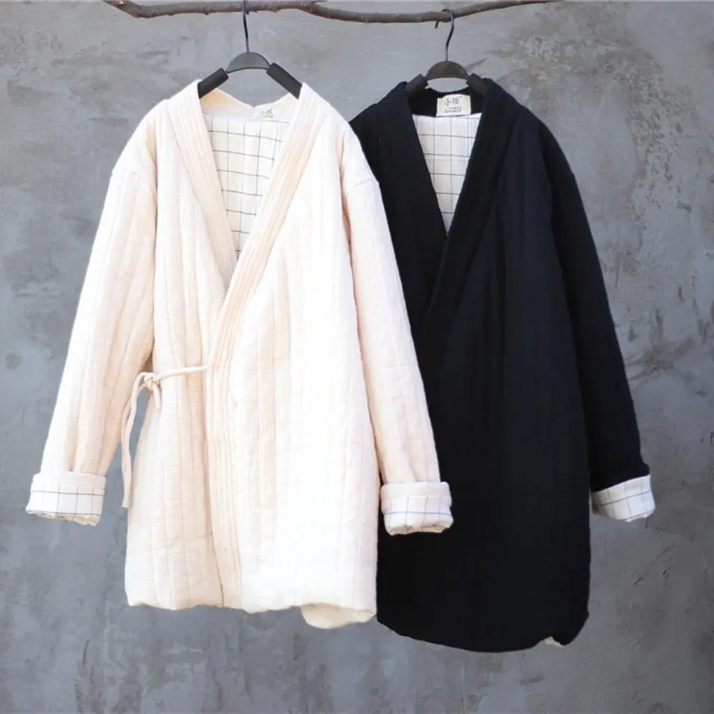 

Women's Winter Zen Style Tether Cotton-Padded Jacket Short Guofeng Vintage Cotton-Filled Coat Warm Fashionable Top