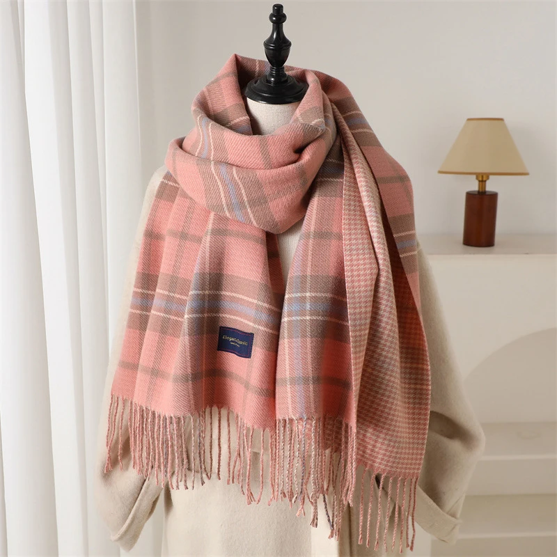 

New Design Plaid Cashmere Scarf Man Tassel Shawl Stripe Pashmina Keep Warm Winter Scarf Outdoor High Quality Neck Cover Scarf