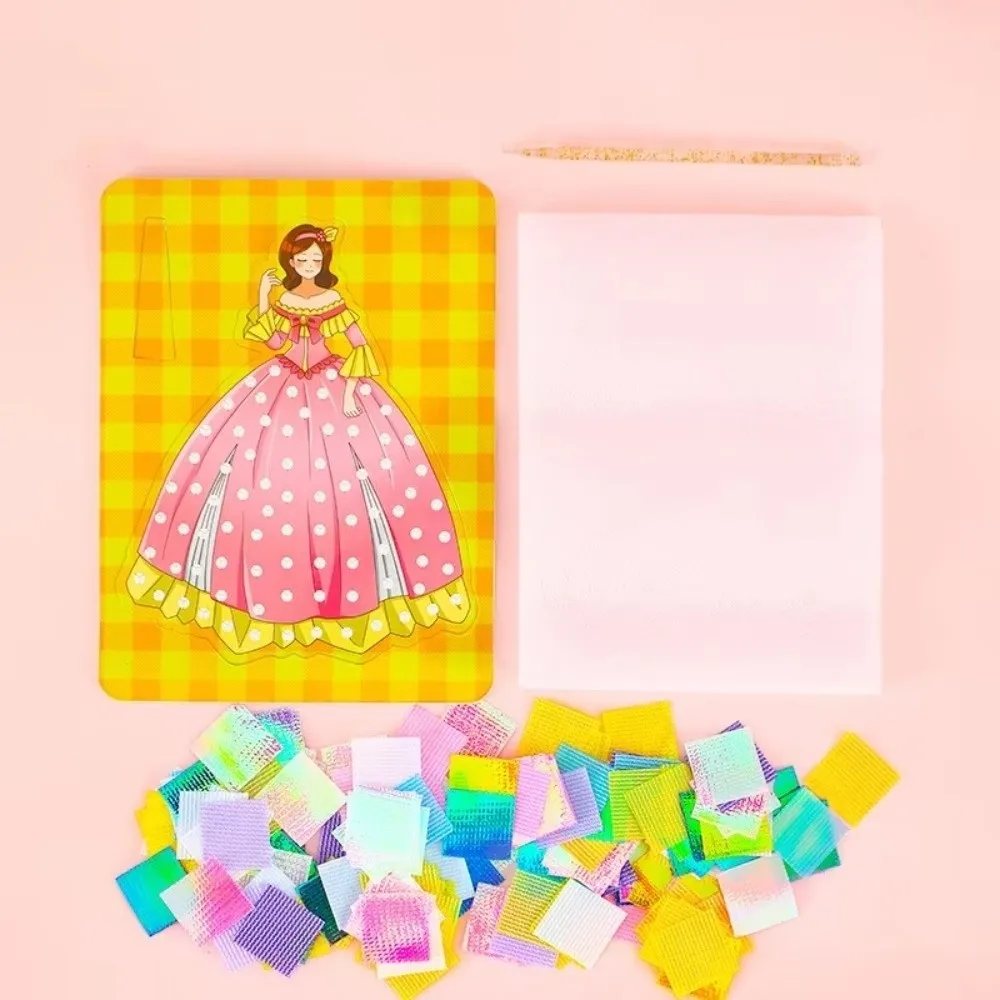Creative Princess Theme Poke Art Handmade DIY Fabric Art Craze Poke Art Puzzle Sticky Dress Up Sticker Book For Girl