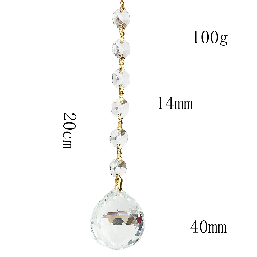 Handmade Braided Connector Clear Octagonal Beads Crystal Ball Pendant Faceted Prism Shiny Sun Catcher Yard Garden Hanging Decor