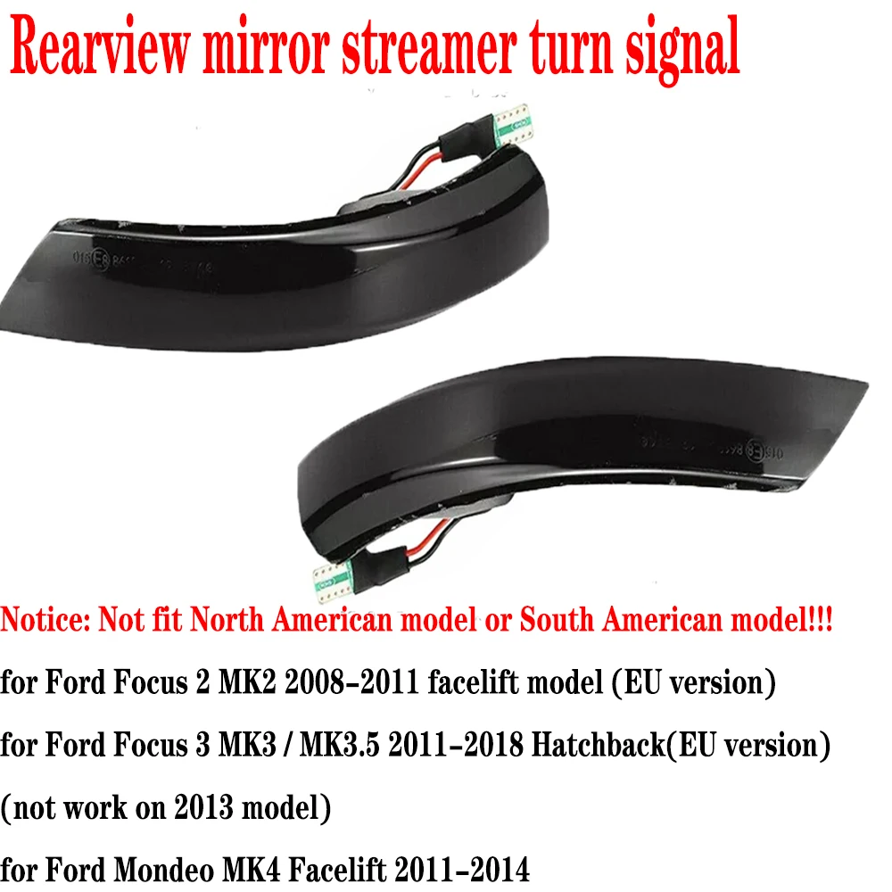 

Car Rearview Mirror Streamer Turn Signal Lamp Dynamic LED Signal Indicator Light for Ford for Focus Mk3 for Mondeo Mk4