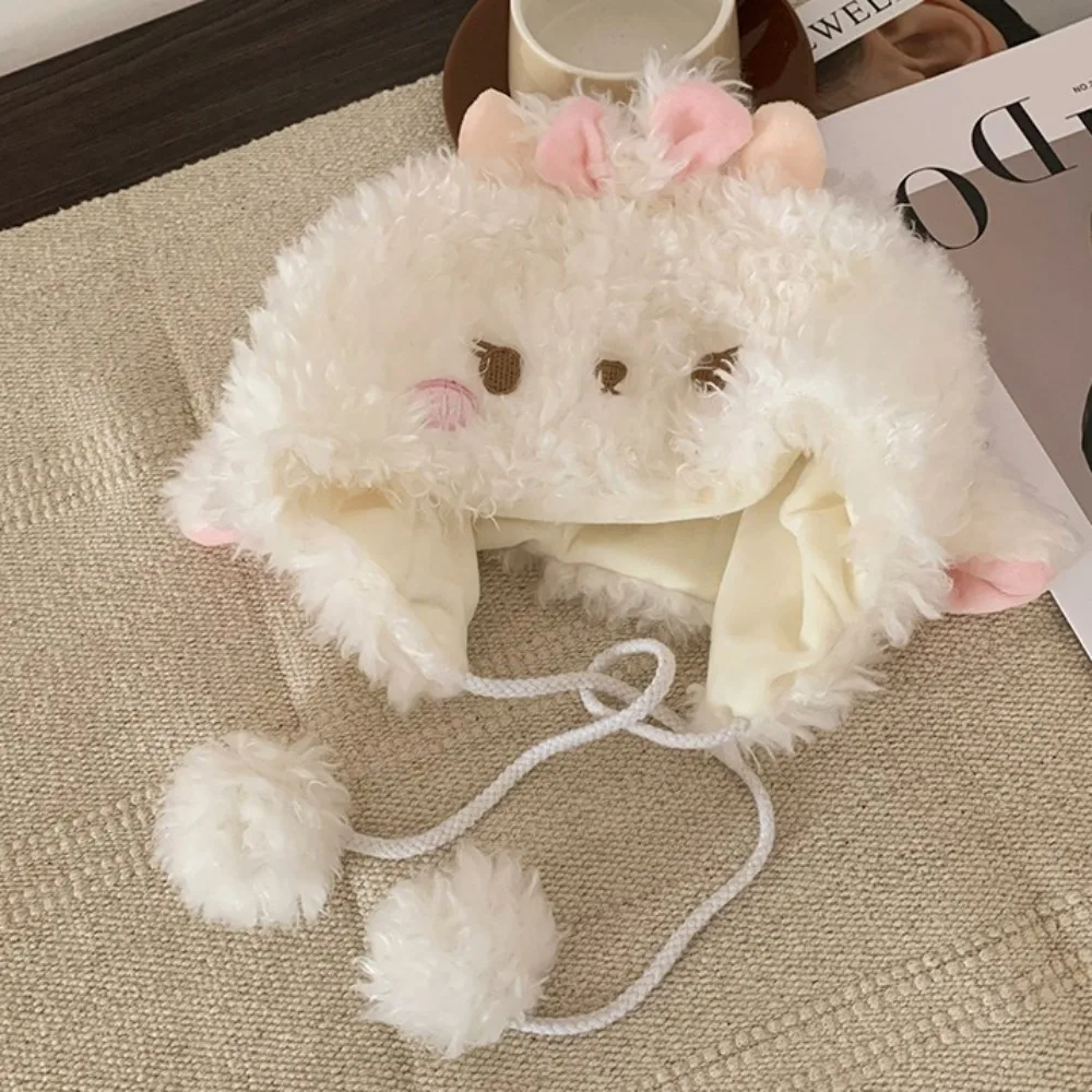 جميل لينة الأغنام الأذن دلو قبعة زغب لطيف السترة قبعة لوليتا الدفء قبة قبعة الفتيات