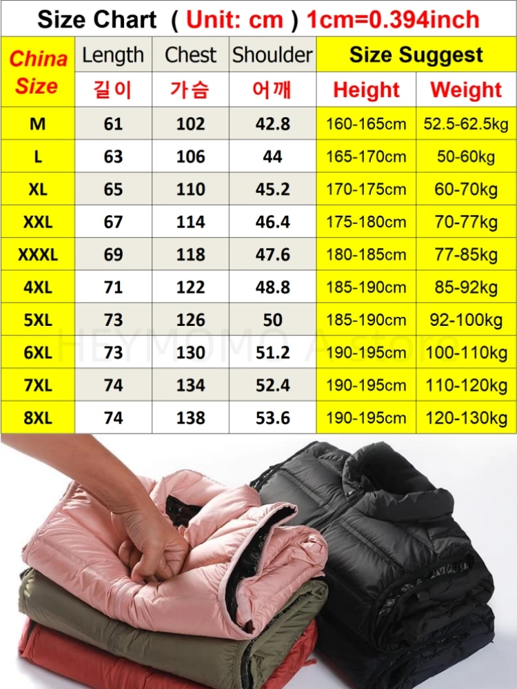 90% White Duck Down Men\'s Winter Vest Sleeveless Puffer Jacket Graphene Liner Stand Collar Warm Down Gilet Coats Big Size 8XL