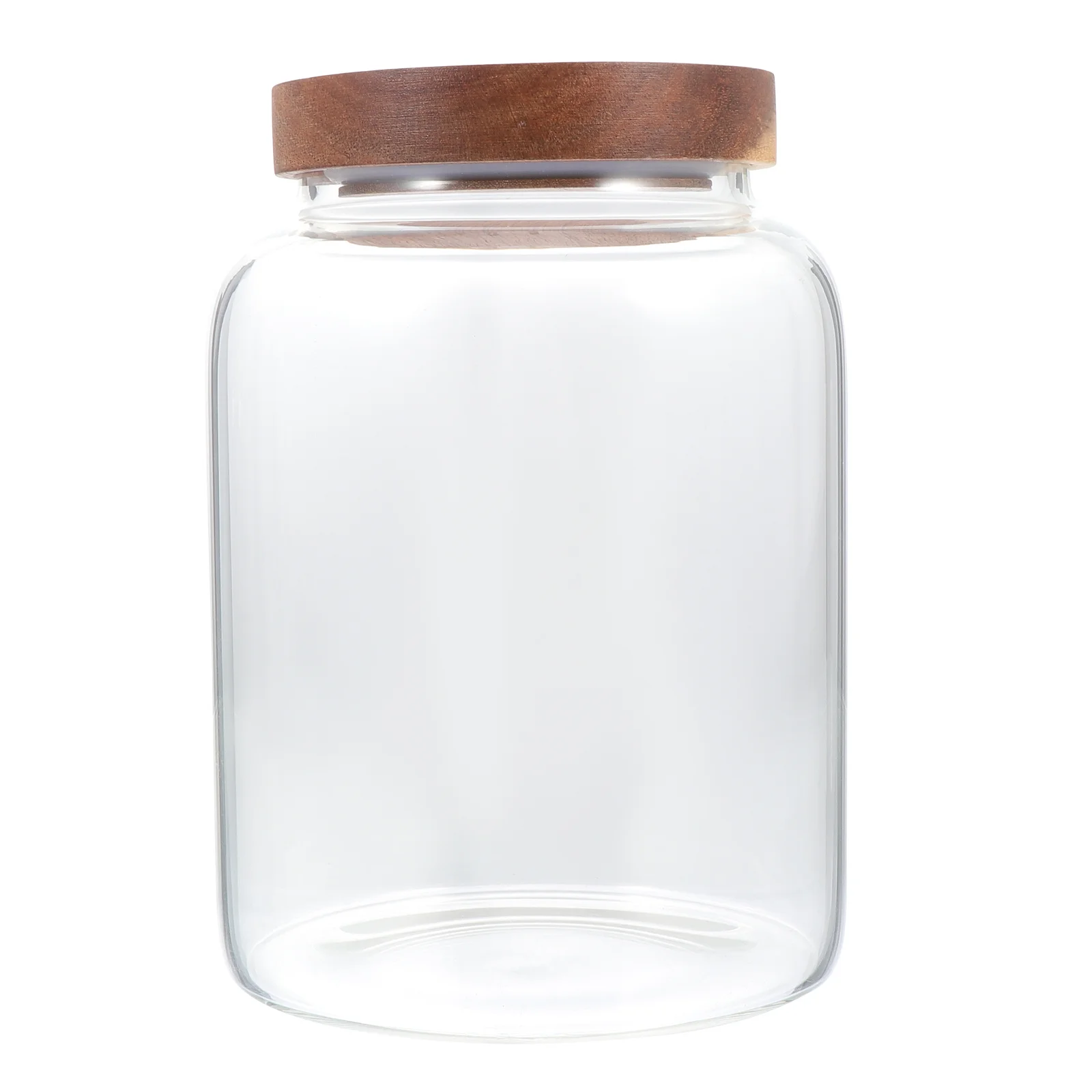 

1Pcs Glass Sealed Storage Jar with Wooden Lid Kitchen Canister for Tea Leaf Candy Grain Flour Storage Tea-Leaf Can