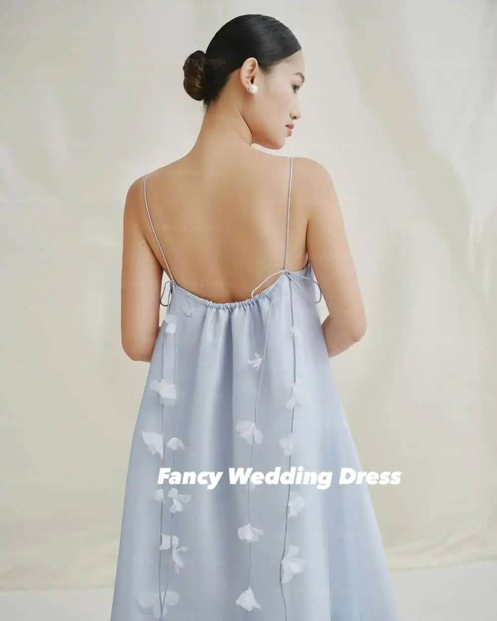 Fantaisie princesse été Organza robe de mariée corée séance Photo une ligne dos fleur soirée robes d'anniversaire sans manches personnalisé