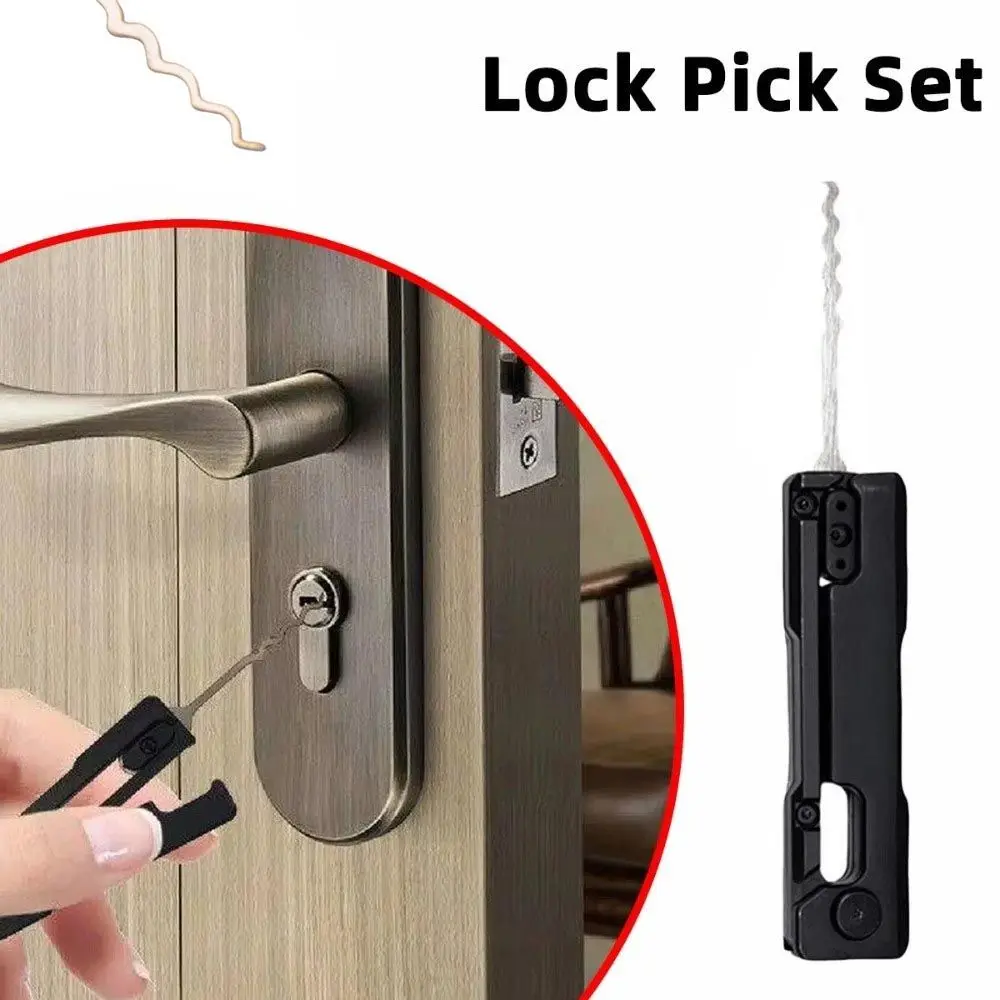 Stainless Steel Lock Pick Tool Black Plastic Handle Lightweight Tension Wrench Quick Flip Mechanism Ergonomic Grip
