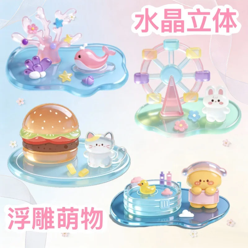 Nuevos Adhesivos 3D con Relieve de Cristal de Criaturas Lindas para Manualidades Infantiles, Diversión de Apilamiento, Árbol de los Deseos Estrella Xiaohongshu