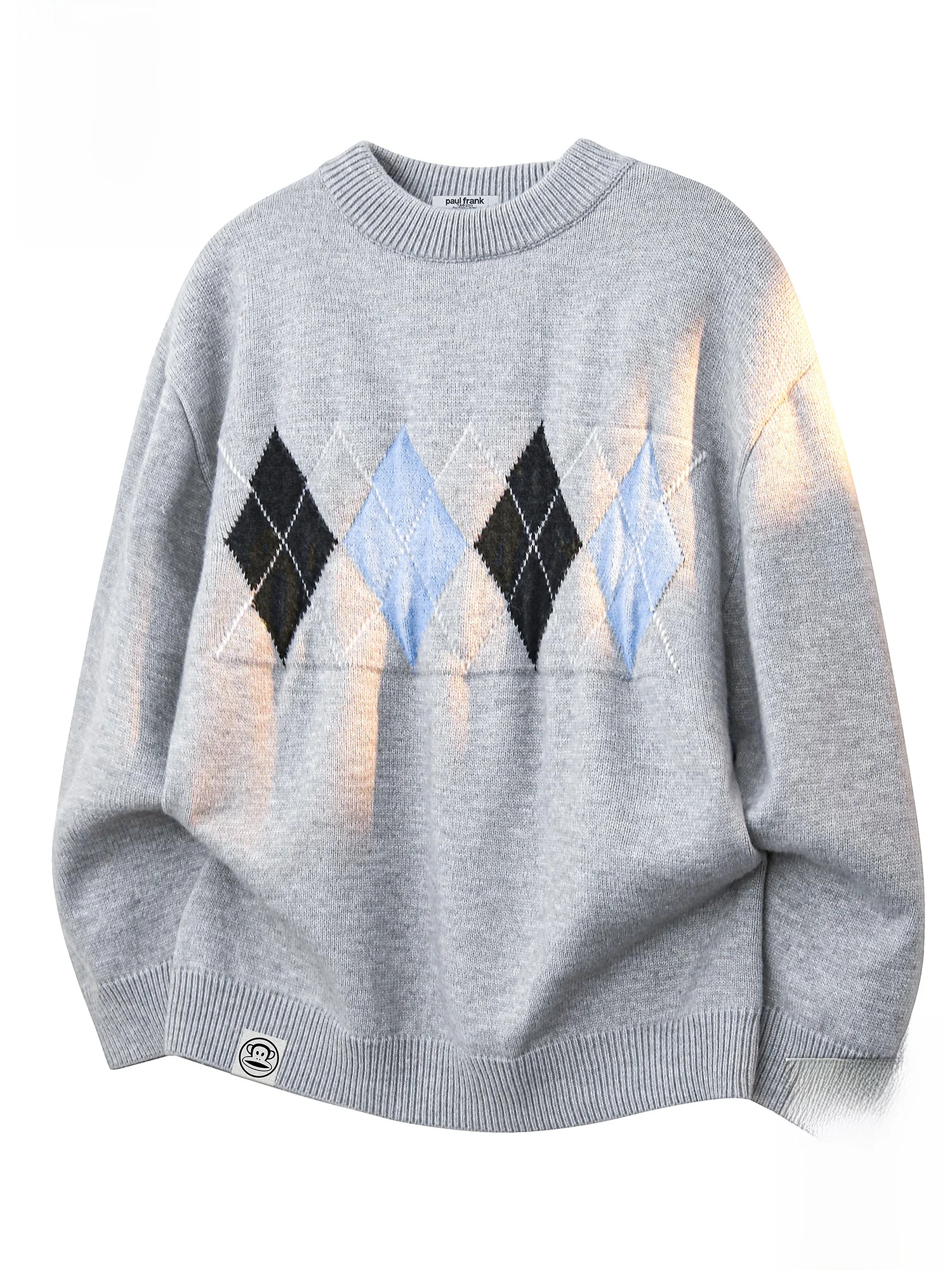 

Мужской вязаный свитер Paul Frank с принтом обезьяны, свободного кроя, с круглым вырезом, весенний, в стиле ретро, с ромбовидным узором, для пар.