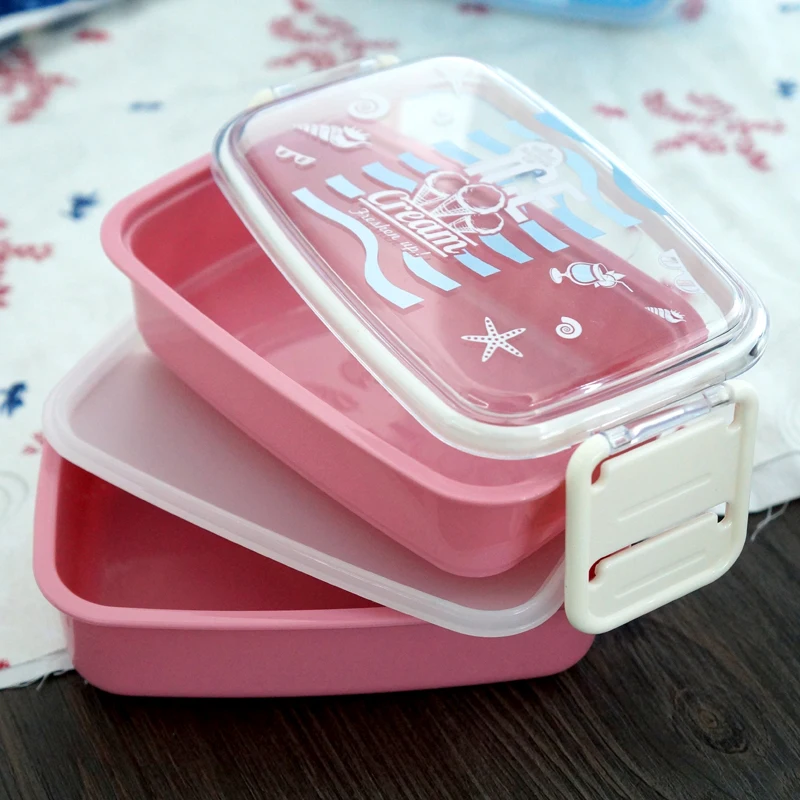 800ml Bento Box per microonde a doppio strato scatola per il pranzo al Fitness scatola per la colazione per studenti per bambini svegli Snack