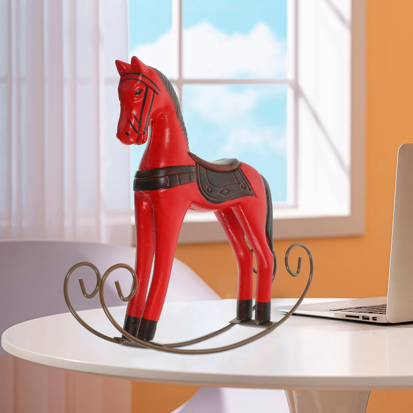 

Wooden Horse Painted Tabletop Ornament Nordic Style Wood Desktop Decoration Xmas Christmas Home Decor Wood Artware