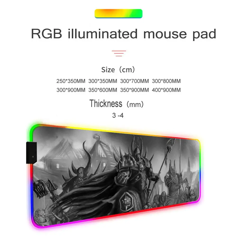 game W-Warhammer Mouse Pad Gamer Rgb Desk Mat Back Light Led Mousepad Setup Gaming Accessories Deskmat Big Mousepad Backlight