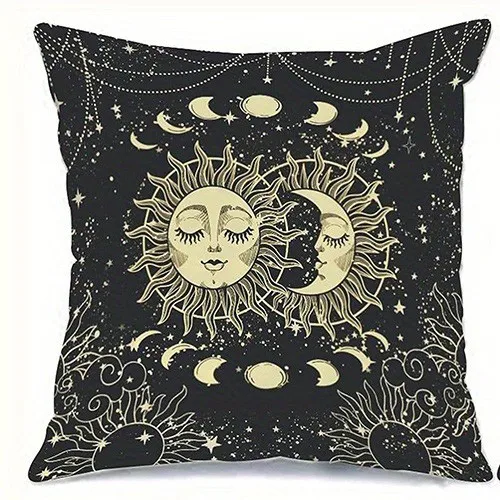 Cosmic Symbols: Sun, Moon, Moth, Snake Pillow Covers Pattern Cushion Cover Suitable For Sofa Bedroom Car Pillow Cover