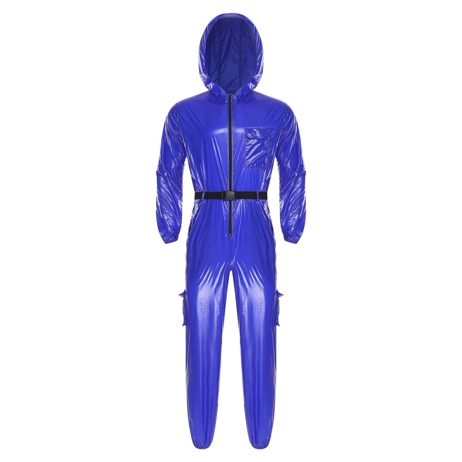 Wasserabweisende Overalls für Herren, Mechaniker-Arbeitskleidung, Kostüm, lange Ärmel, Reißverschluss vorne, Kapuzenoverall, Klapptaschen, Bodysuit