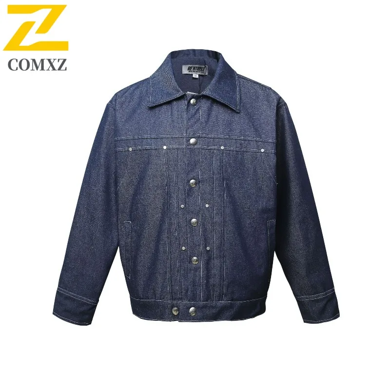 

COMXZ мужской джинсовый плащ легкий повседневный прогулочный корейский модный байкерский пиджак для рыбалки и путешествий уличное пальто Athflow для отдыха