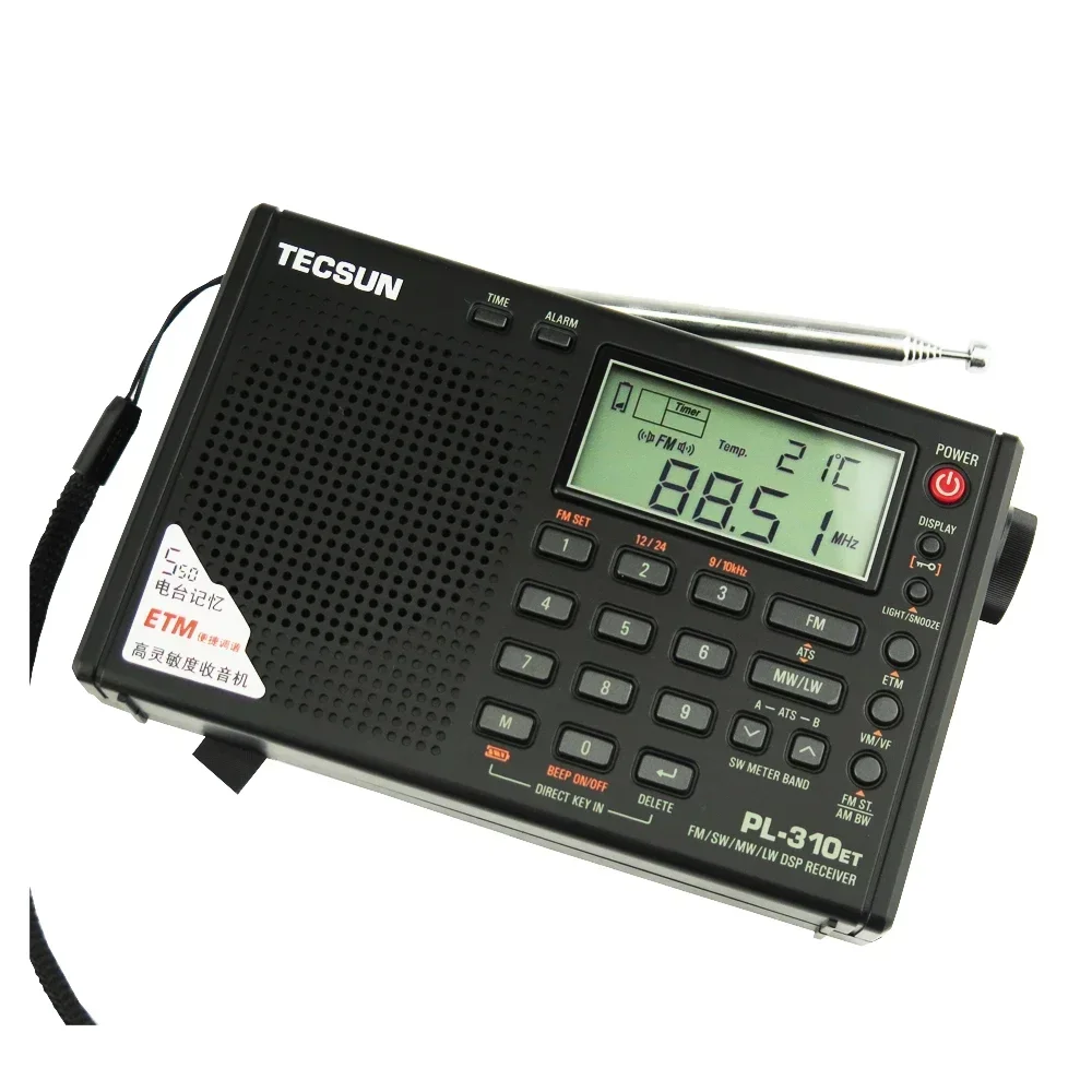 Top! PL-310ET Full Band Portable Radio Digital LED Display FM/AM/SW/LW Stereo Radio with Broadcasting Strength Signal