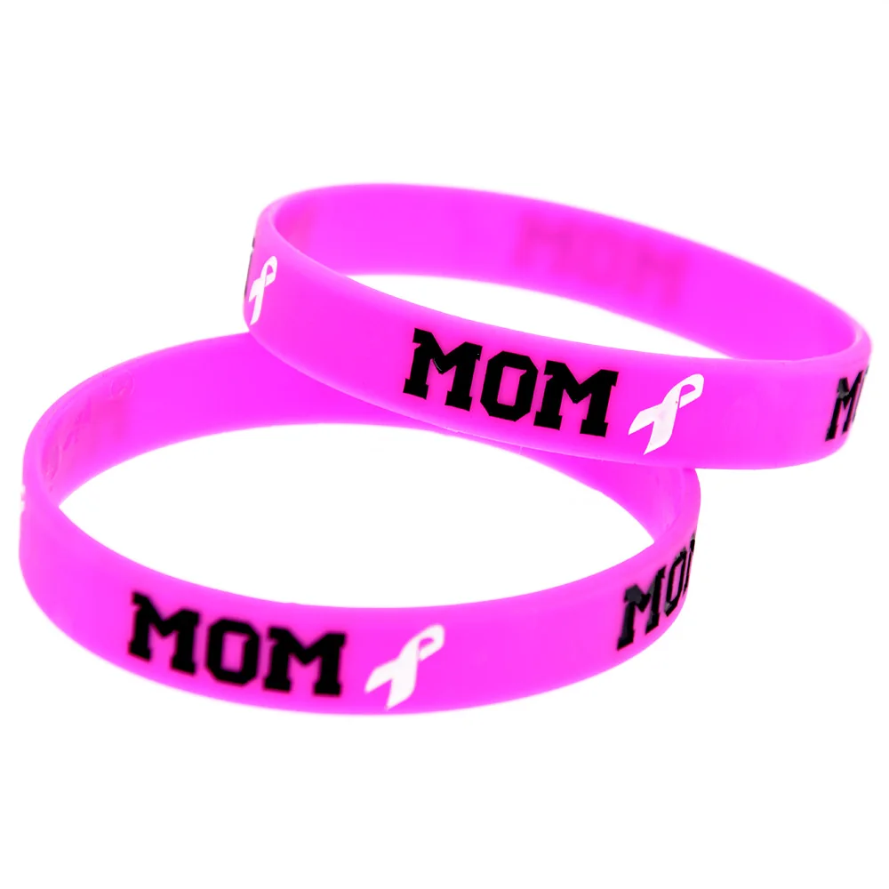 1 PC Mutter mit Krebs-Armband aus Silikon, Armband zur Sensibilisierung für Brustkrebs, Unterstützung für Mütter, Wohltätigkeitsgeschenke – Detail 5