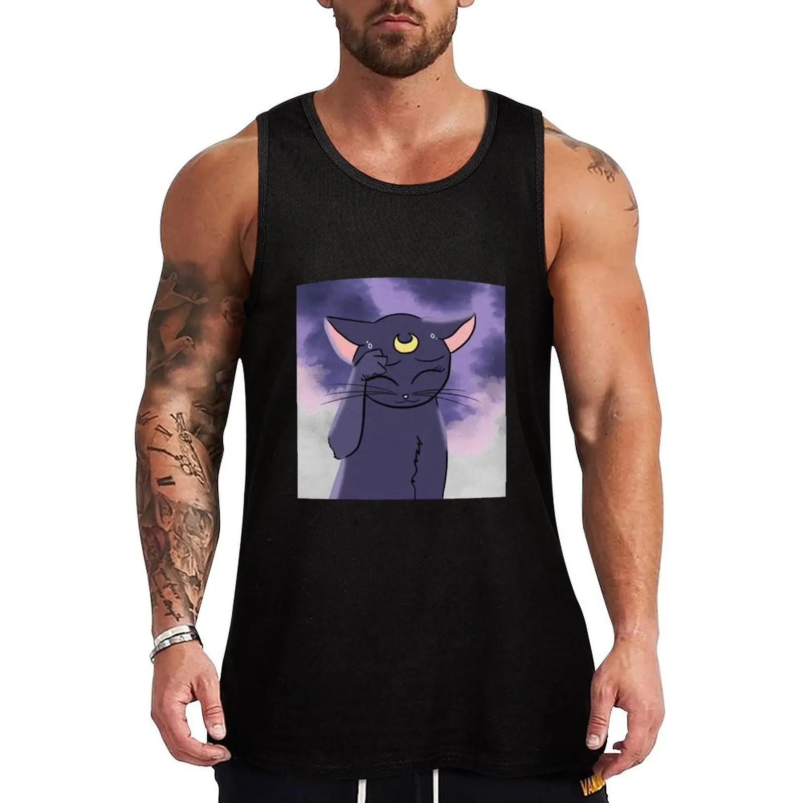 

cute cat sunset Tank Top Beach Vacation Tank Top Casual Sleeveless Loose Top