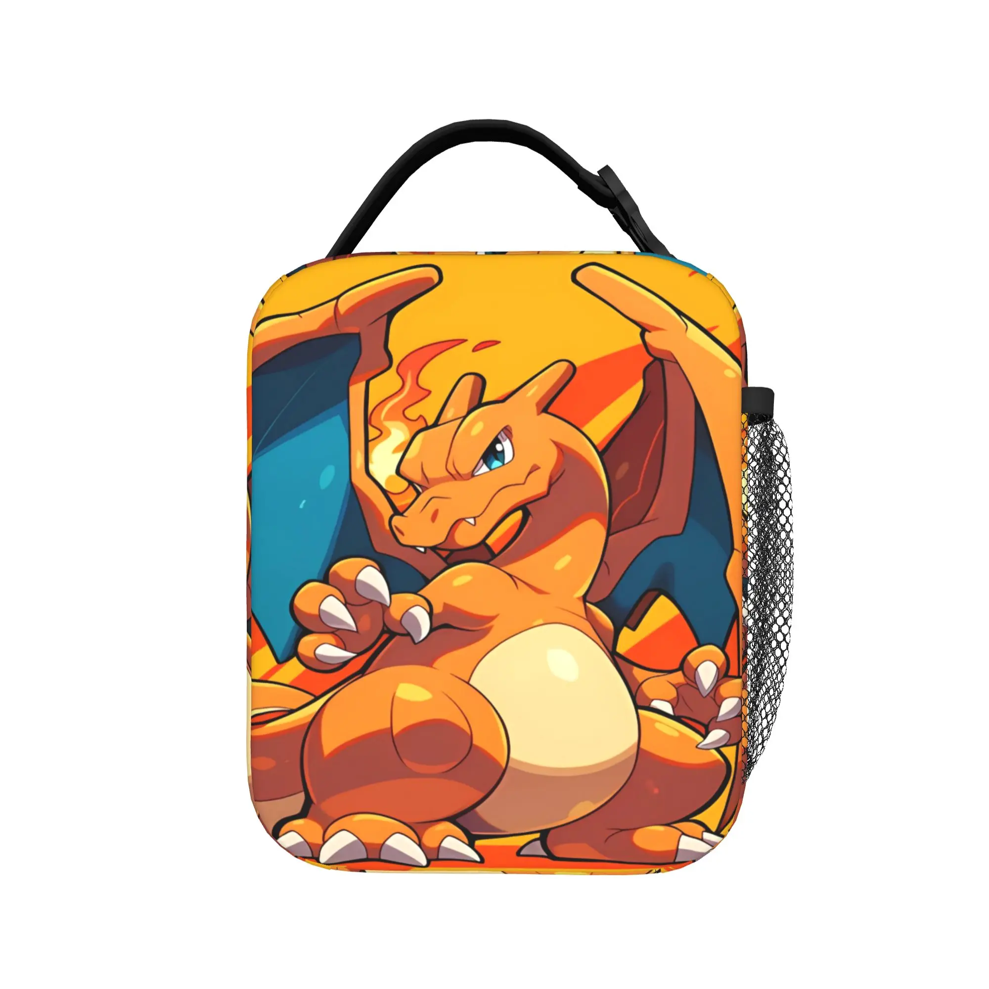 Charizard Fire Burst Manga Lunch Bag Travel Convenient Tote Food Bags For Unisex  Waterproof Graphic Cooler Bag