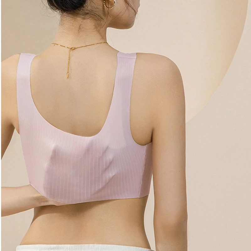 Sweat Wicking Seamless Sports Bra Elastic Padded Wireless Yoga Gym Daily Active Underwear