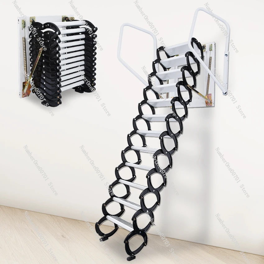 Household Tool Set Outdoor Wall Hanging Retractable Staircase Manual Folding Ladder Portable Telescopic Stair 2.5-3M chao0008