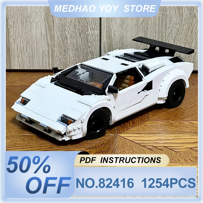 1254pcs New MOC-82416 Technical White Super Sports Car Compatible 10295 Blocks Bricks Educational Puzzle Toys Birthday Gifts