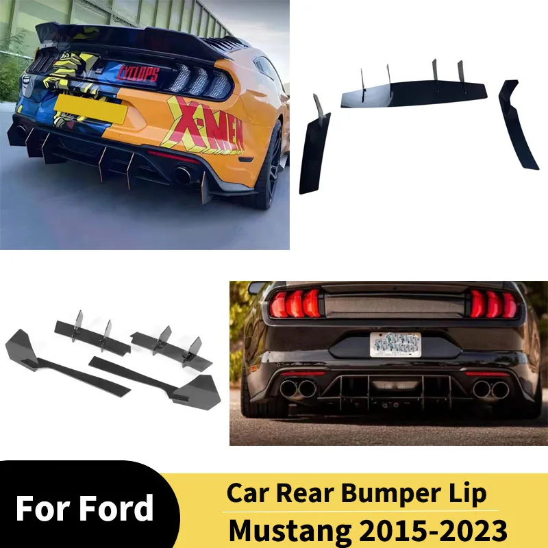 

For Ford Mustang 2015-2023 Rear Bumper Diffuser Lip 4 Fins Auto Accessories Spoiler Body kits Tuning Refit Decoration Tuning