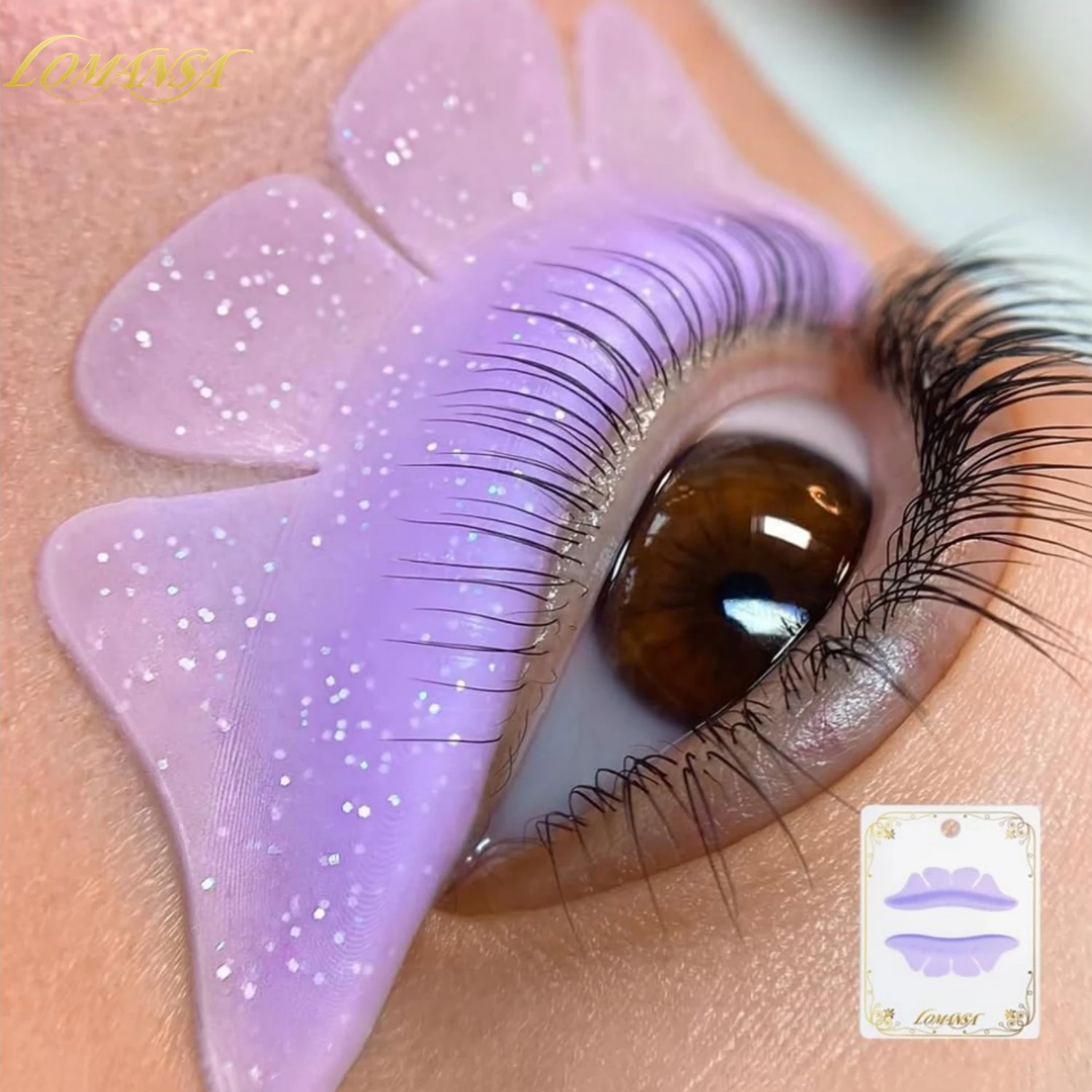 LOMANSA 1 Pair Glitter Butterfly Lash Lift Pad Eyelash Perm Rod Shield Lash Lifting Pads 3D Eyelash Curler Extension Accessories