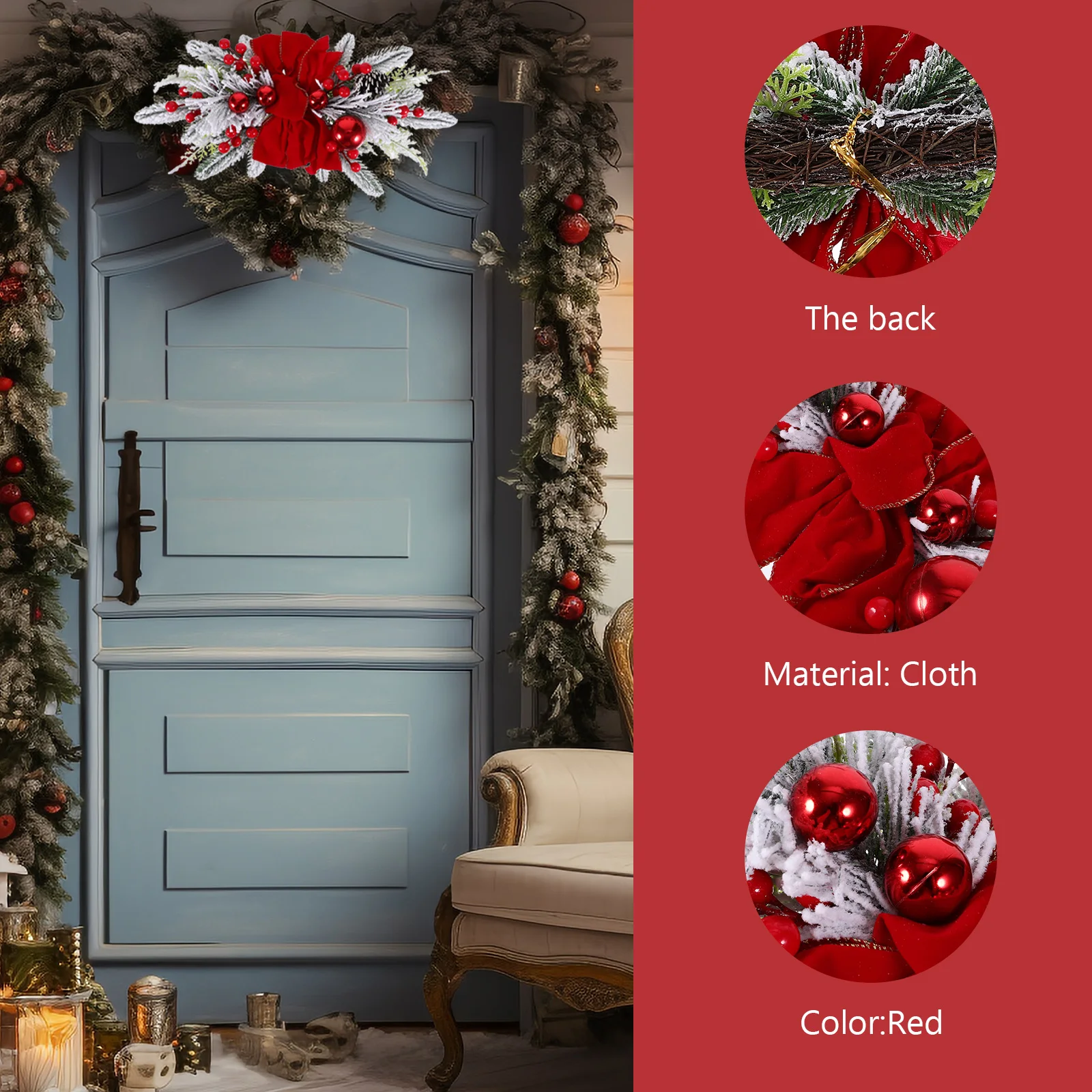 

Luminous Xmas Pendant Christmas Wreath Glowing Decoration Door Pendant Christmas Party Ornaments Xmas Decoration