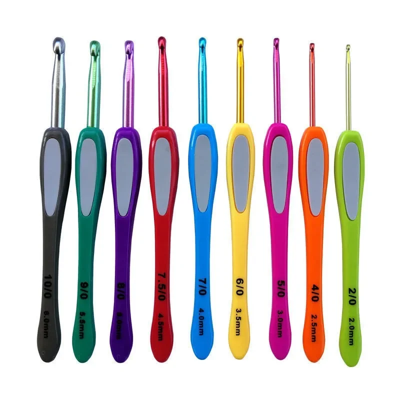 Color Soft Handle Crochet Tool Set Hand Knitting Wool Thick Fine Needle Hook Sweater Scarf Nine-piece Set