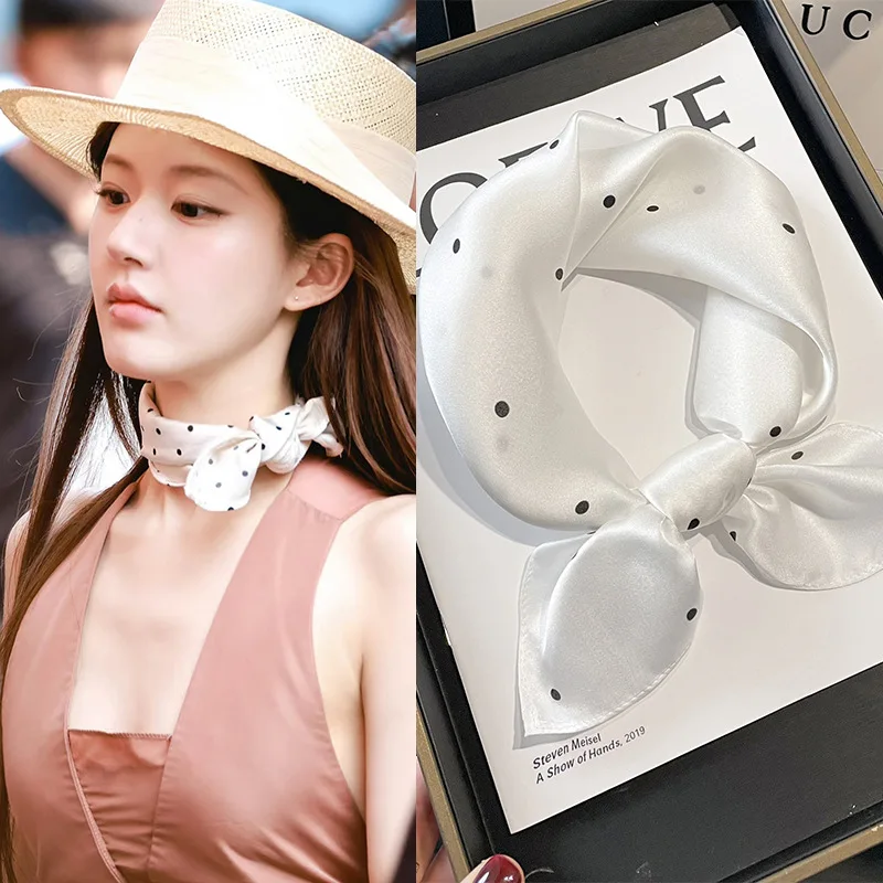 

Korean Style Spring Autumn New Dot Silk Scarf 100 Mulberry Silk Elegant Women Fashion Accessory Gift