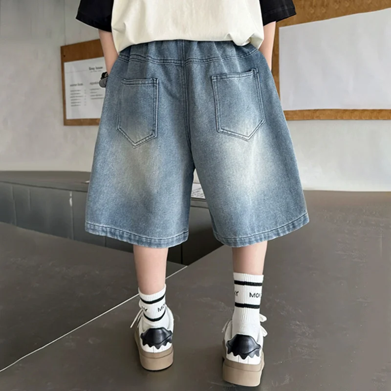 Boys Jeans Shorts Summer Children Knee Length Denim Pants New Teenager Trendy Wide-leg Shorts 2026 New Kids Casual Clothing view 2