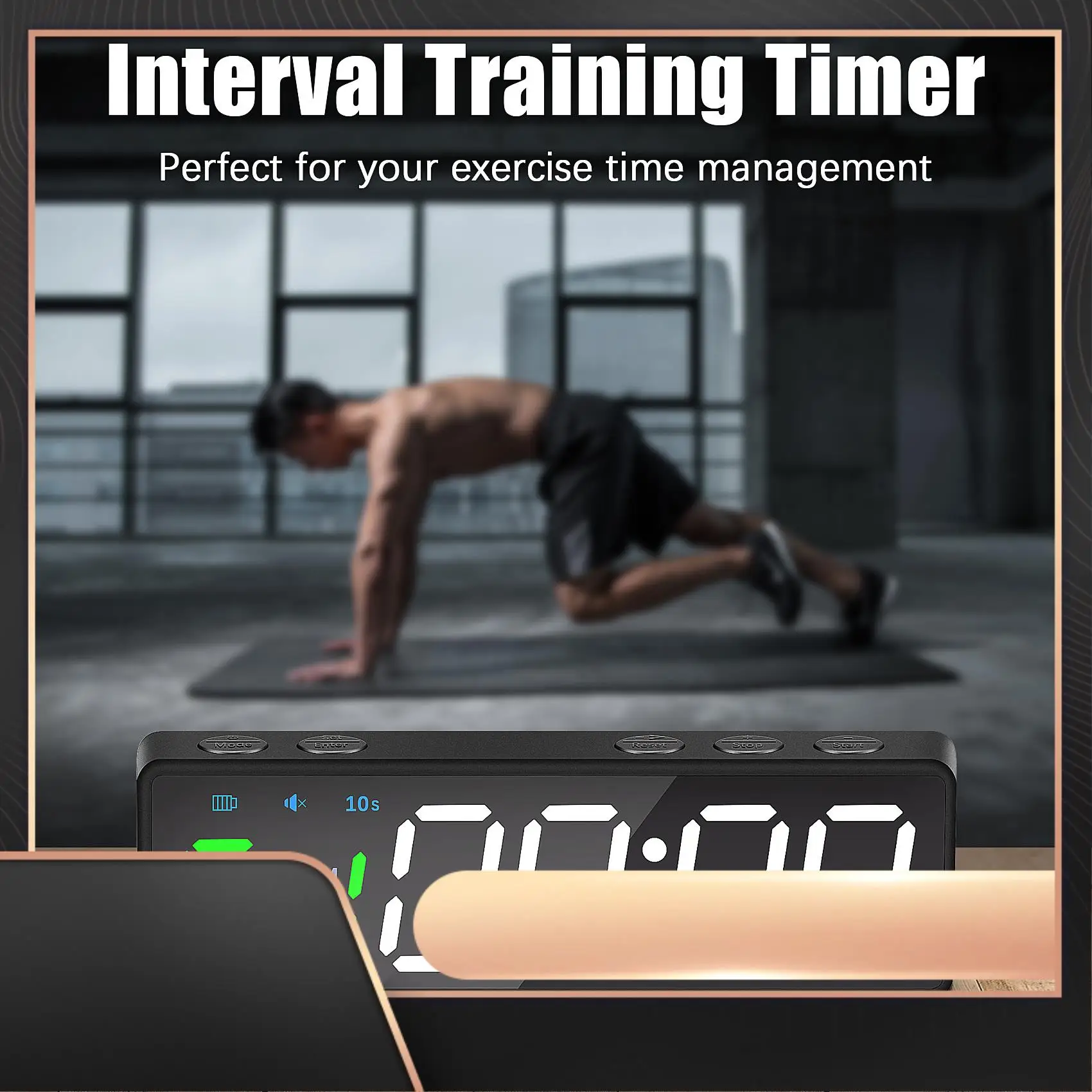 

Portable Gym Timer Interval Timer Workout Fitness Clock Countdown/UP/Stopwatch Magnetic & USB Rechargeable