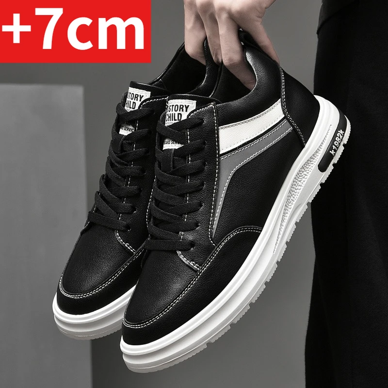 New Men's Height-increasing Sports Shoes with An Inner Height of 7 Cm, Casual Shoes for Men, Genuine Leather Elevator Shoes