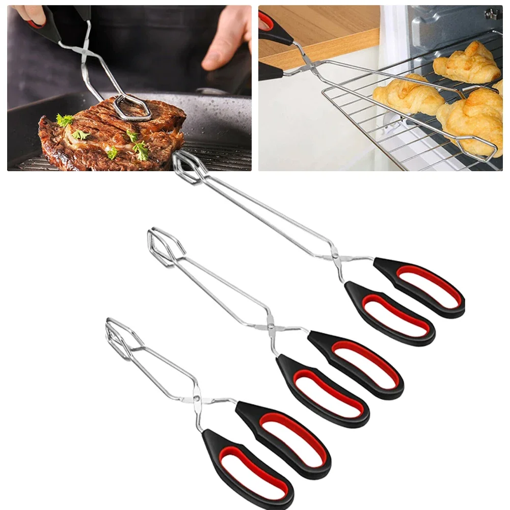 23.5/28/33cm Scissor Tongs Long Handle Food Forceps Steak Grill Tong Cooking Baking Bread Food Tongs Kitchen Accessories