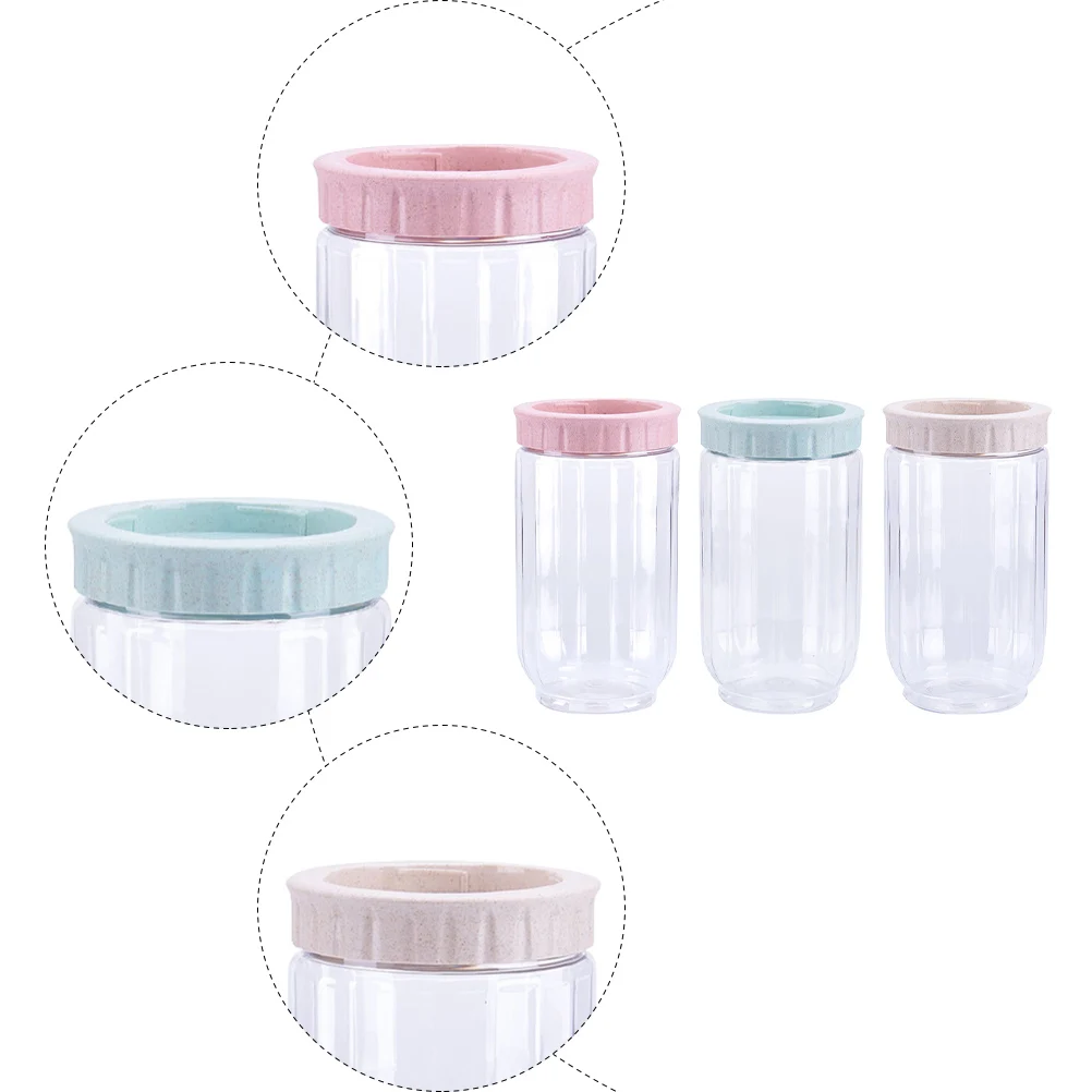 

3pcs Transparent Sealed Jar Kitchen Plastic Container Food Storage Tank Multifunction Seal Tank Clear Container For Tea