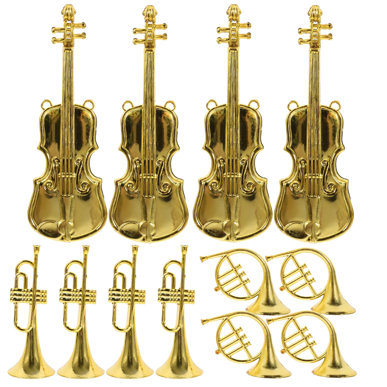 

12Pcs Xmas Miniature Music Instruments Plastic Durable Mini Instruments for Xmas Tree Decoration Holiday Accessories