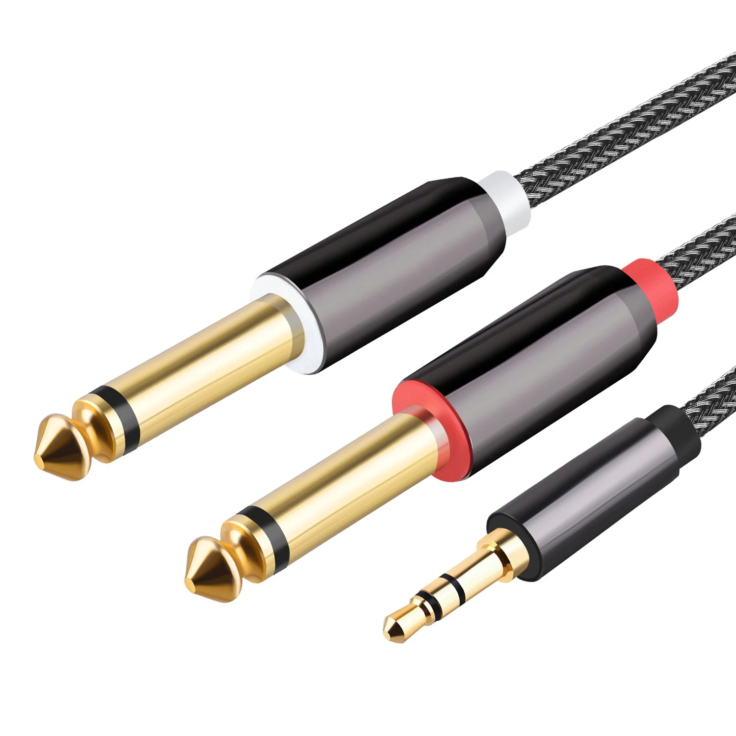 

ABJG-Audio Cable 3.5mm to Double 6.35mm Aux Cable 2X6.5 Jack to 3.5 Male for Mixer Amplifier Speaker