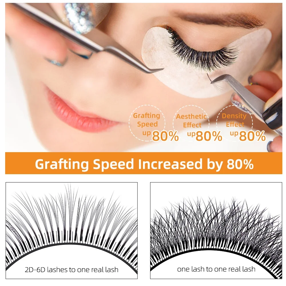 Yelix Fake Eyelashes Natural Camellia Lash Extensions Fluffy Volume Lashes Soft Eyelash Extension Supplies Individual Lashes