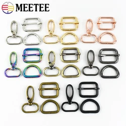 2/5Sets 16-38mm Metal Ring Buckle For Keychain Bag Strap Swivel Lobster Clasps Dog Collar Tri-Slider Hooks DIY Sewing Accessorie