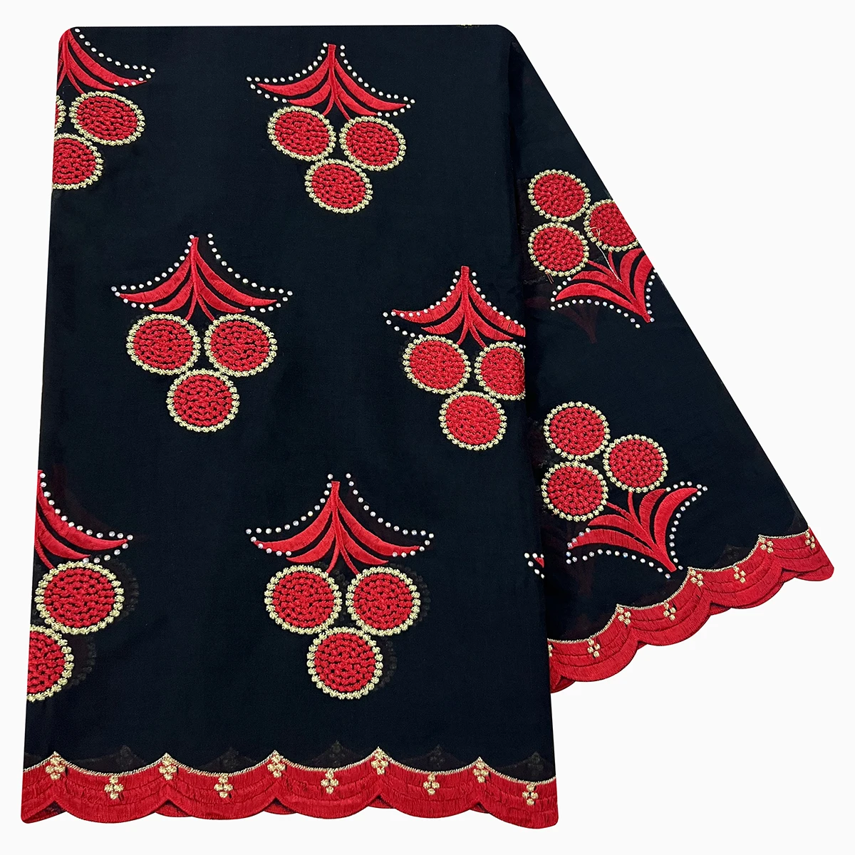

African Women Hijab Muslim Scarf High Quality 100% Cotton Fabric Rayon Cotton Thread Eembroidered Scarf Dubai Excellent Style