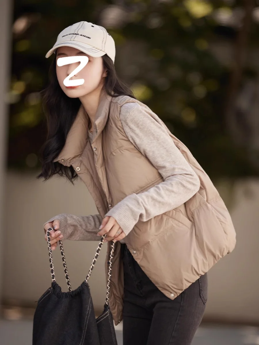 

Loose Women's down Cotton Vest 2026 Winter New Faion Outerwear Korean Sle oulder Bared Vest Large Size Casual Commute S...