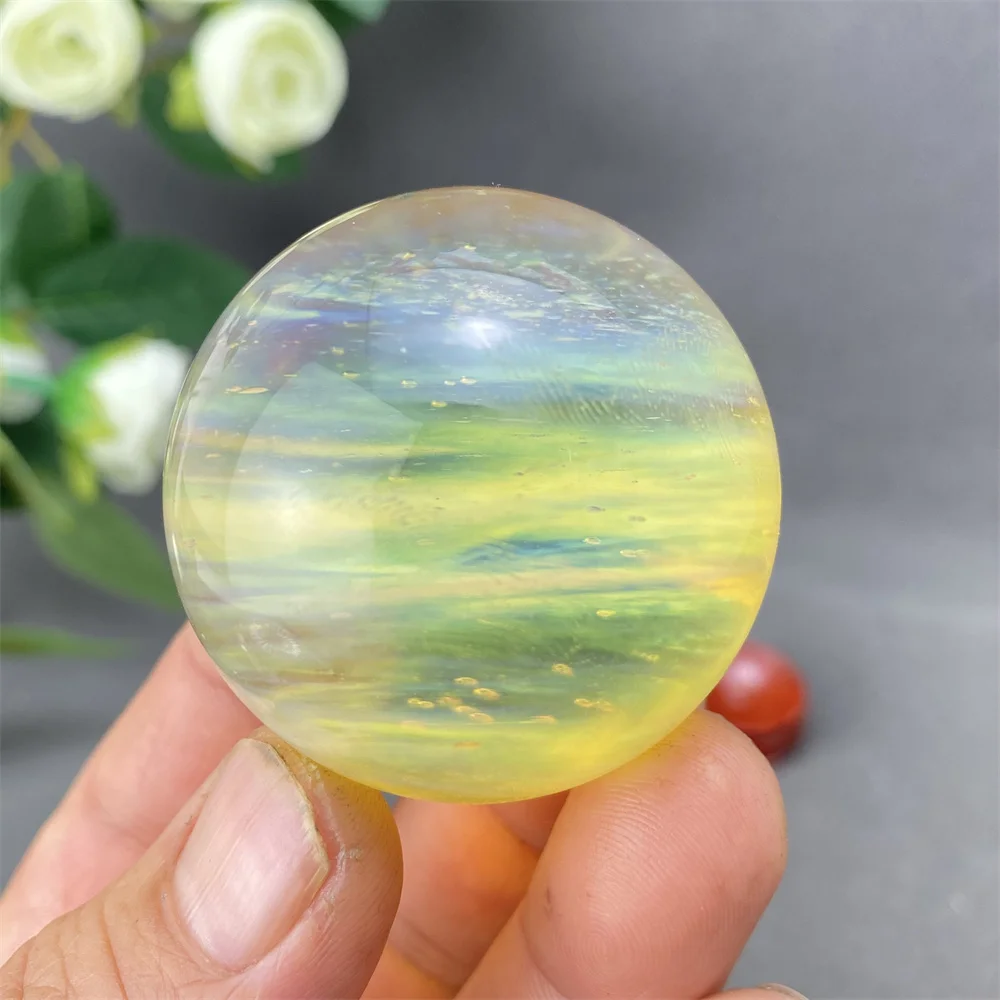 Natural Yellow Smoky Quartz Ball Healing Gemstone Polished Mineral Energy Home Decor Gift for Peaceful Serenity