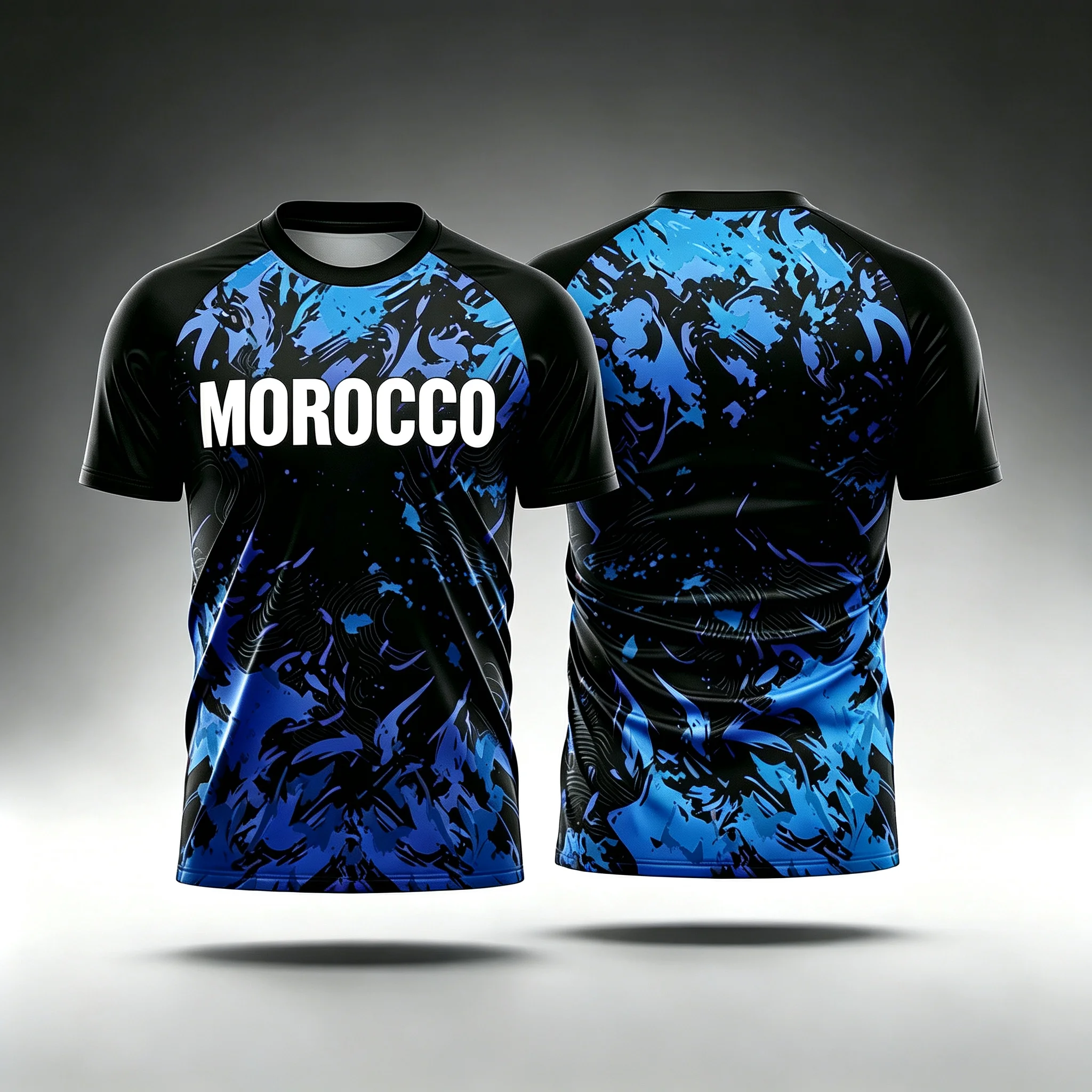 Men Polyester Sports T-shirt, Multi-color Short Sleeve Breathable Morocco Letter Print Athletic Tee