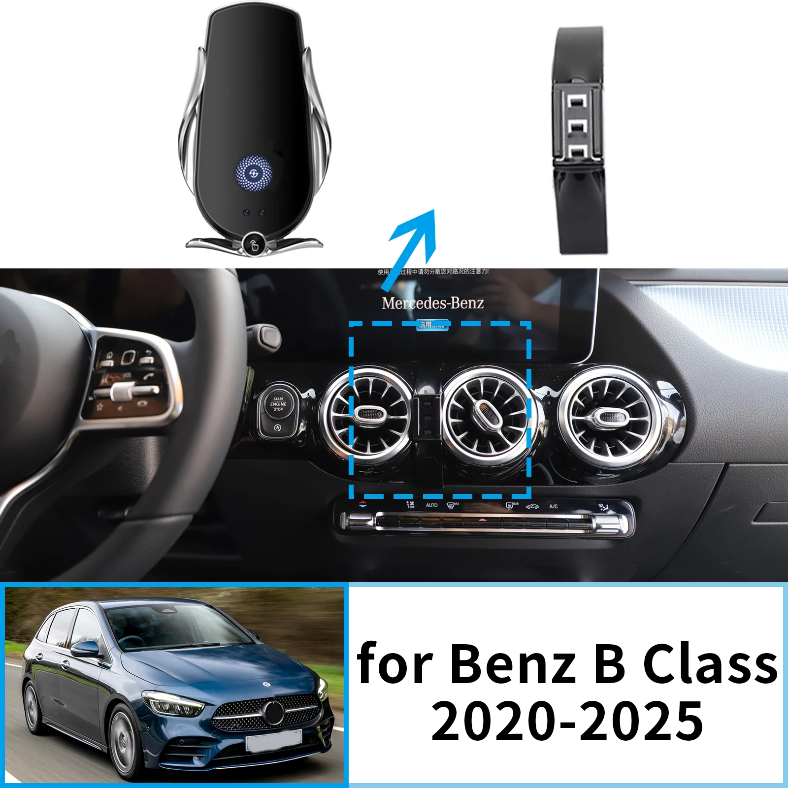 

Car Mobile Phone Holder for Mercedes-Benz B Class W246 W247 2020~2025 GPS Bracket Accessories Navigation Stand Auto