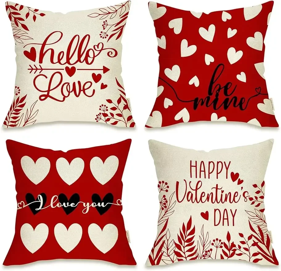 Happy Valentine's Day Love Heart Decoration Pillowcase, Valentine's Day Gift Cushion Cover Home Decoration cushion cover 45x45