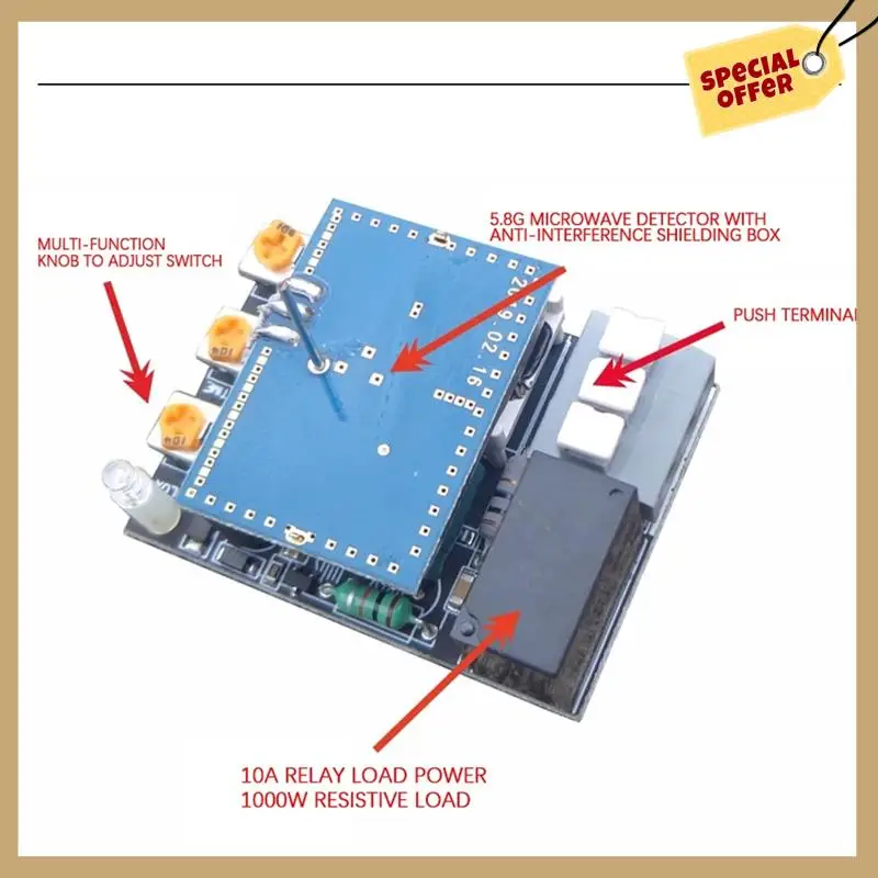 5,8G микроволновый индукционный переключатель 220 В интеллектуальное энергосберегающее управление микроволновый радарный датчик простой в использовании